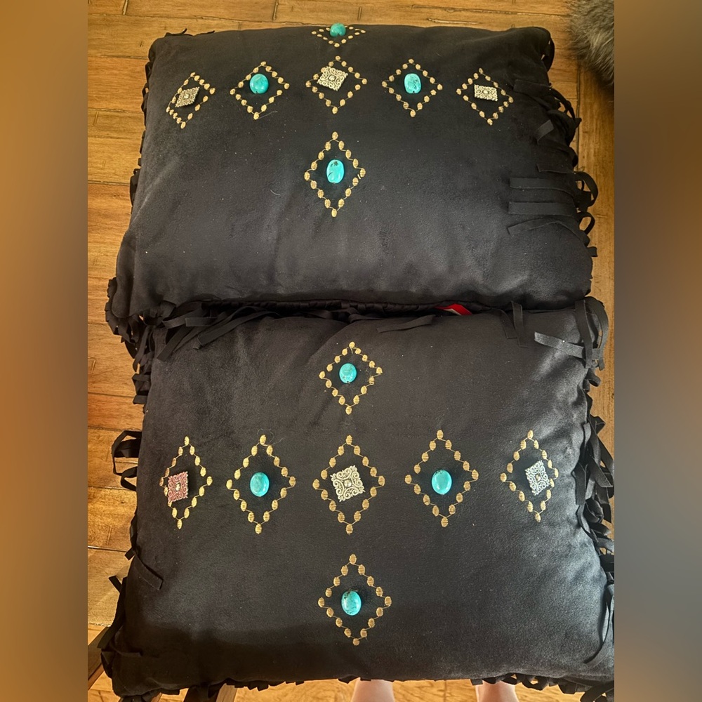 Two (2) Western Decorative Pillows and Faux Fur Throw Blanket (SOLD TOGETHER)